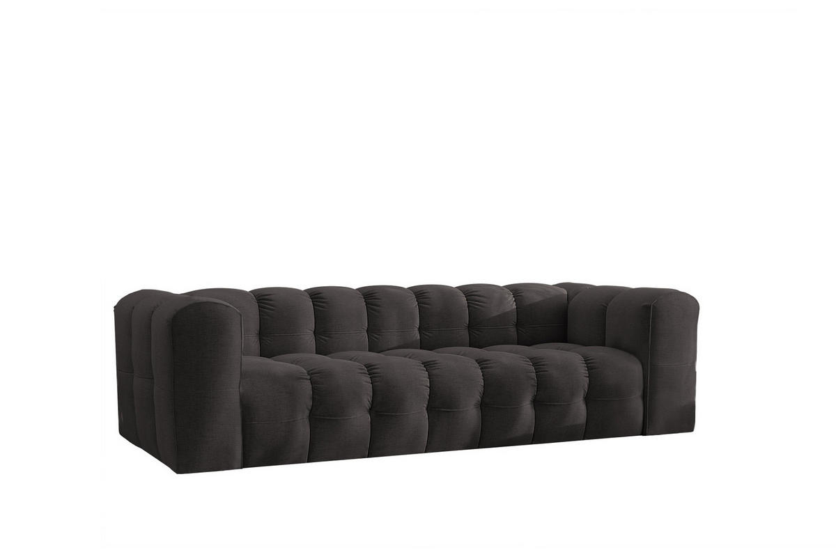 SOFA 4-Sitzer, Komfort, BALOO, stoff Schenille, Schwarz - Schwarz, Holz (250/75/106cm) - Kaiser Möbel