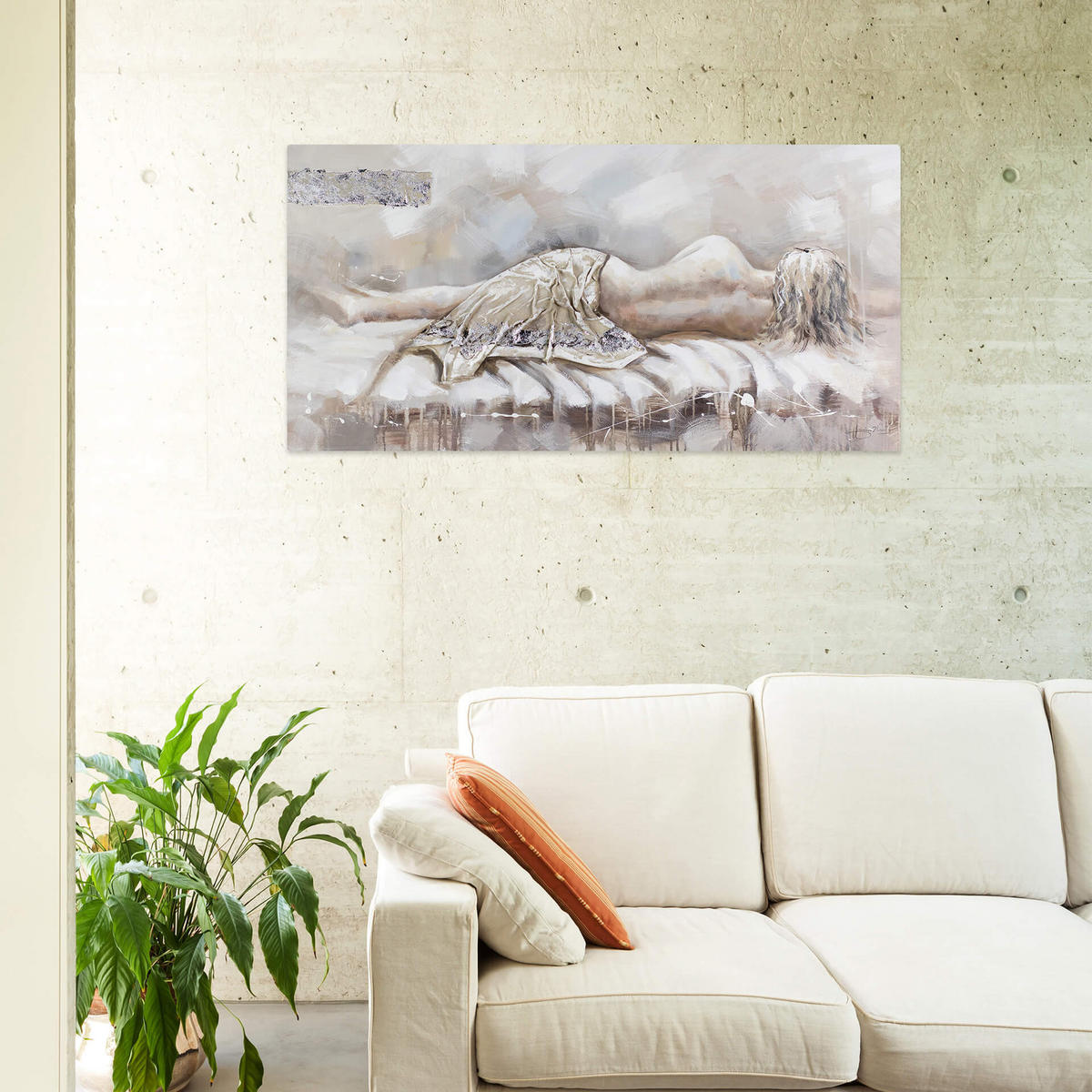 ÖLGEMÄLDE 120/60 cm - Beige, Holz/Textil (120/60cm) - KUNSTLOFT