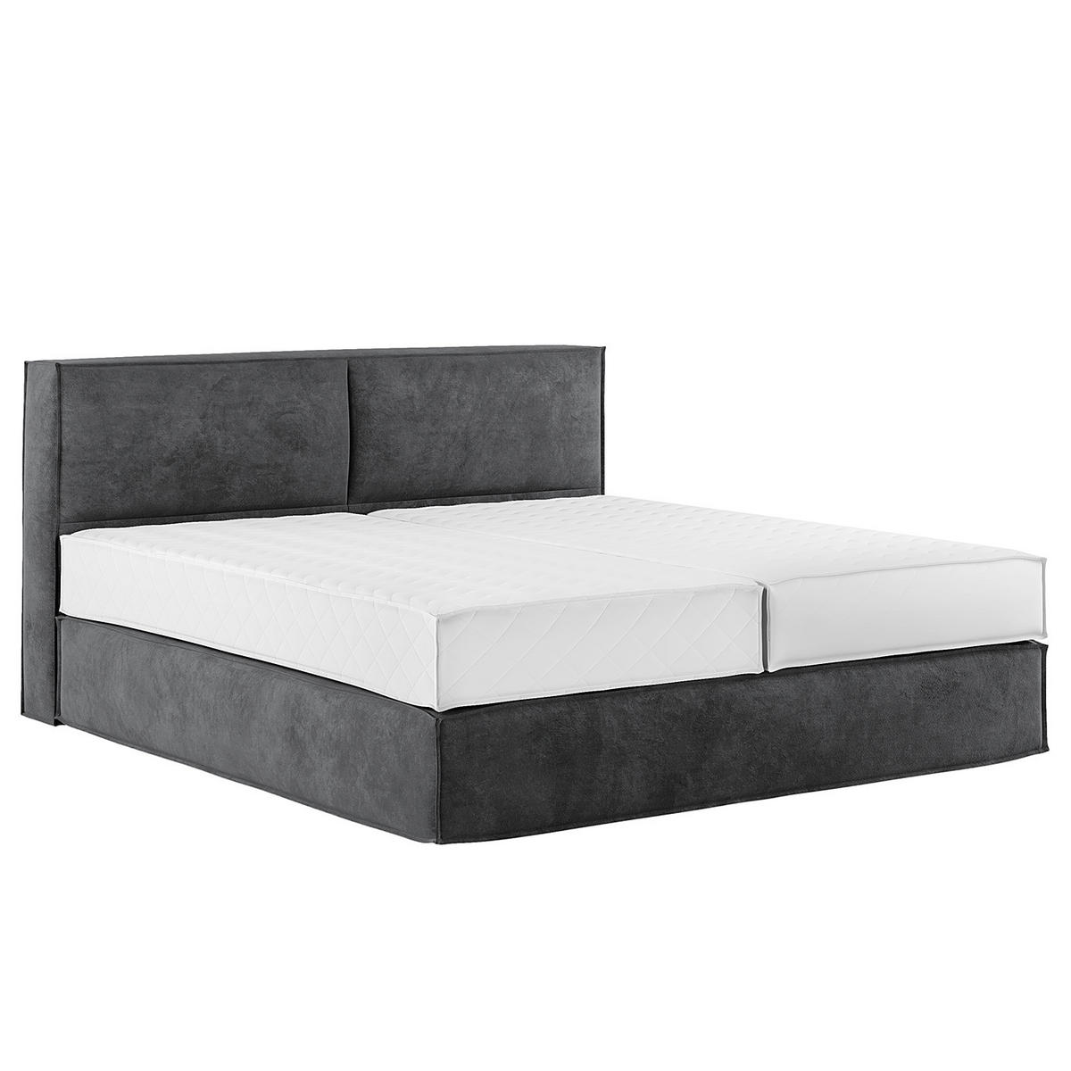 BOXSPRINGBETT mit Kopfteil - Premium - Anthrazit, Textil (200/200cm) - home24