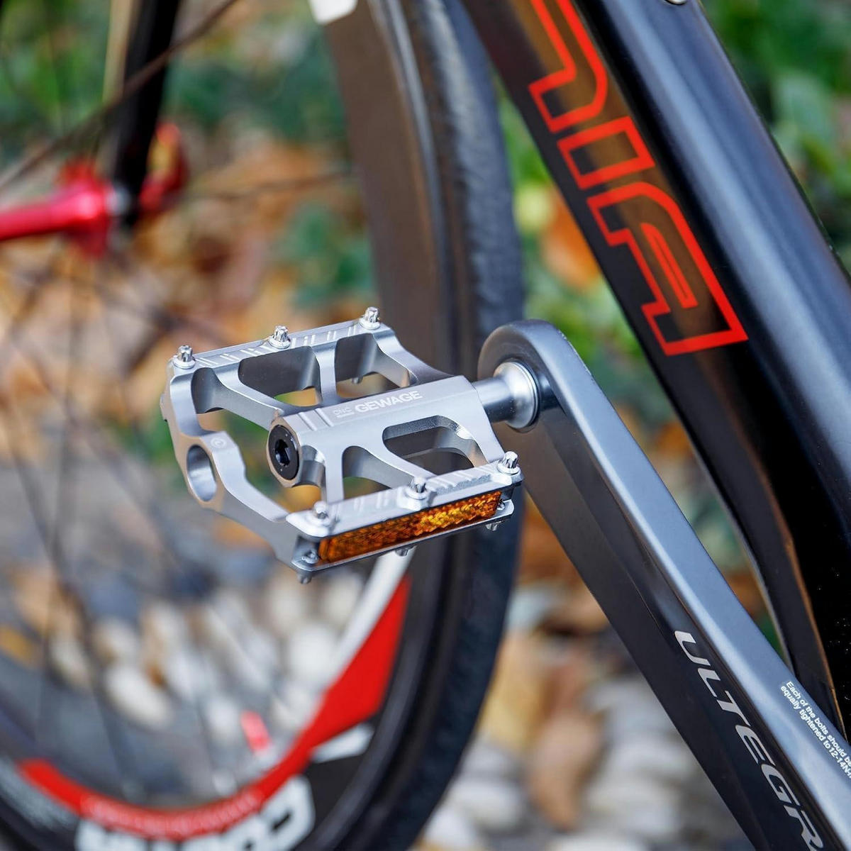 FAHRRAD Pedale 9/16 Zoll Aluminium Silber mit Reflektoren - Silberfarben, Metall (7.4/1.5/11cm)