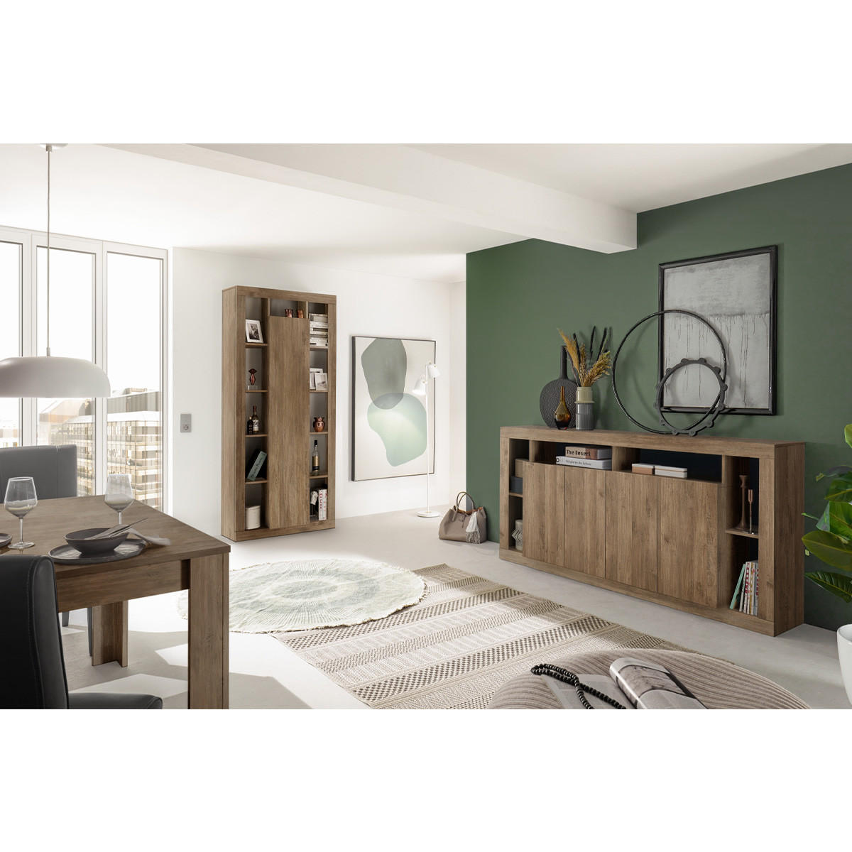 BÜCHERREGAL 1 Tür H217 cm - Rimini - Eiche Artisan, Holzwerkstoff (40/217/95cm) - Calicosy