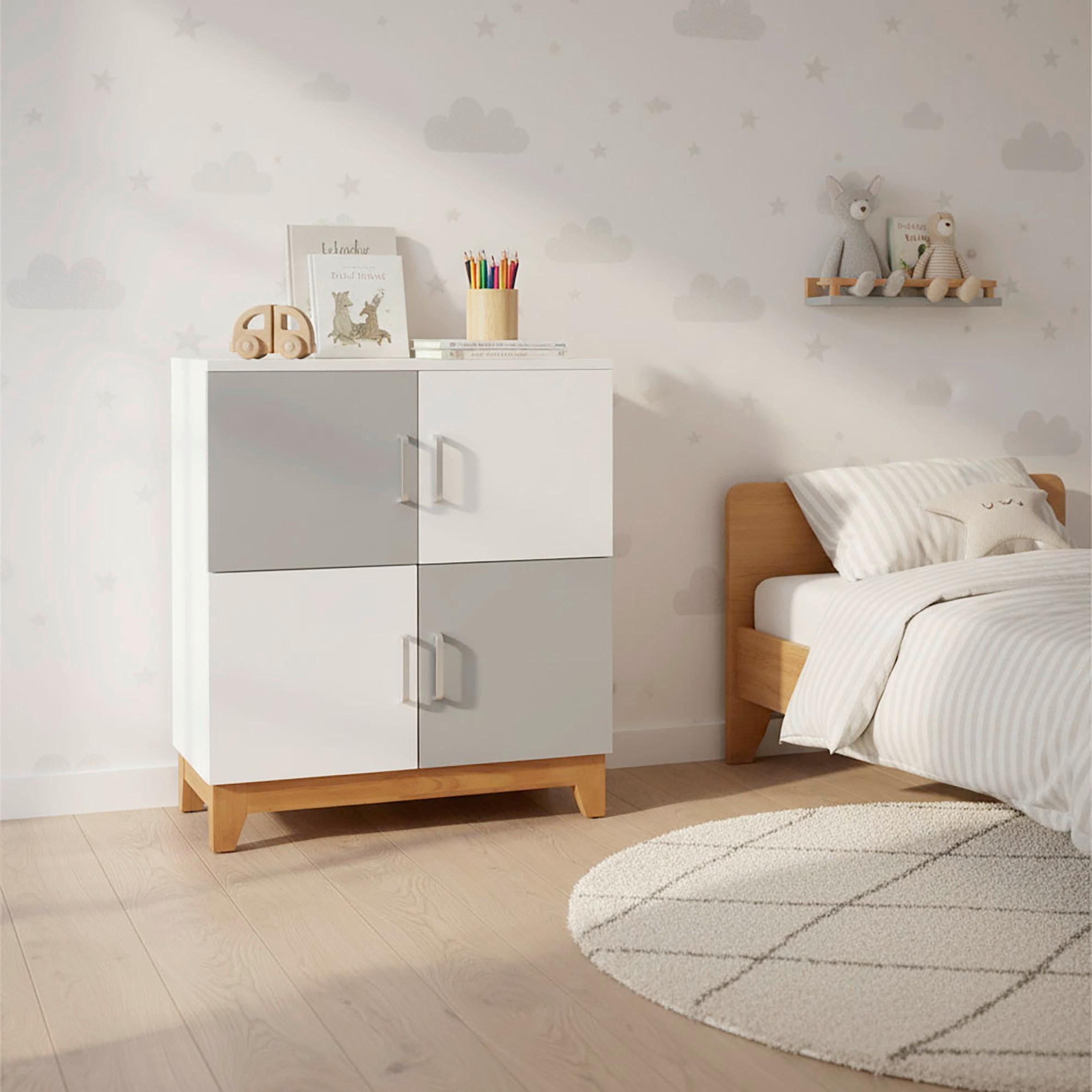 KINDERKOMMODE Danny Weiß/Grau MDF - Grau, Holz (60/70/34cm) - Bessagi Kids