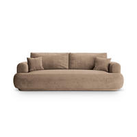 SOFA ausklappbar mit Bettkasten Ella aus Samt dunkelbeige 3 Sitzplätze - Mokka, Textil (271/94/108cm) - Micadoni