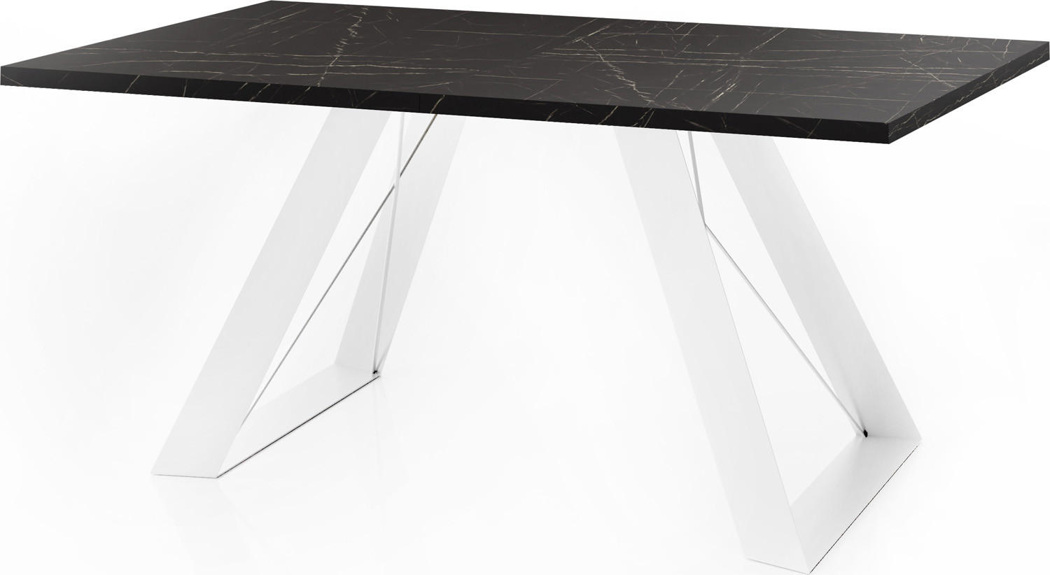 ESSTISCH Colter Weiß rechteckig ausziehbar, Marmor Schwarz 140-240/80/76 cm - Anthrazit/Weiß, Holzwerkstoff/Metall (140/80/76cm) - WFL GROUP