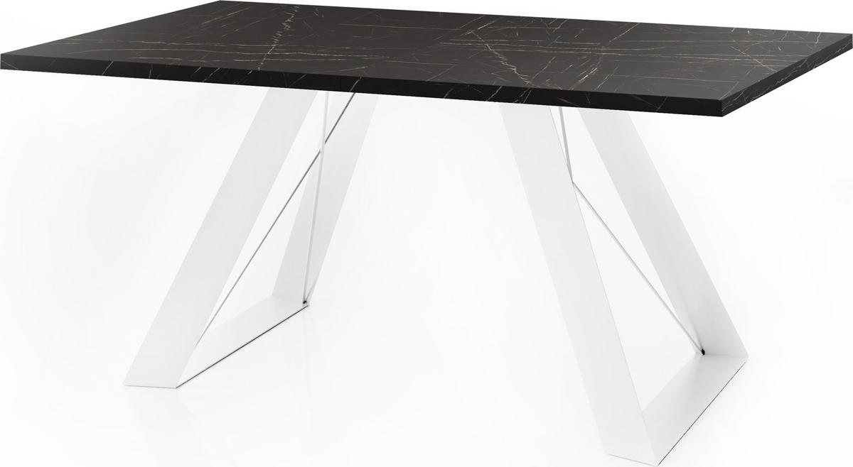 ESSTISCH Colter Weiß rechteckig ausziehbar, Marmor Schwarz 140-240/80/76 cm - Anthrazit/Weiß, Holzwerkstoff/Metall (140/80/76cm) - WFL GROUP