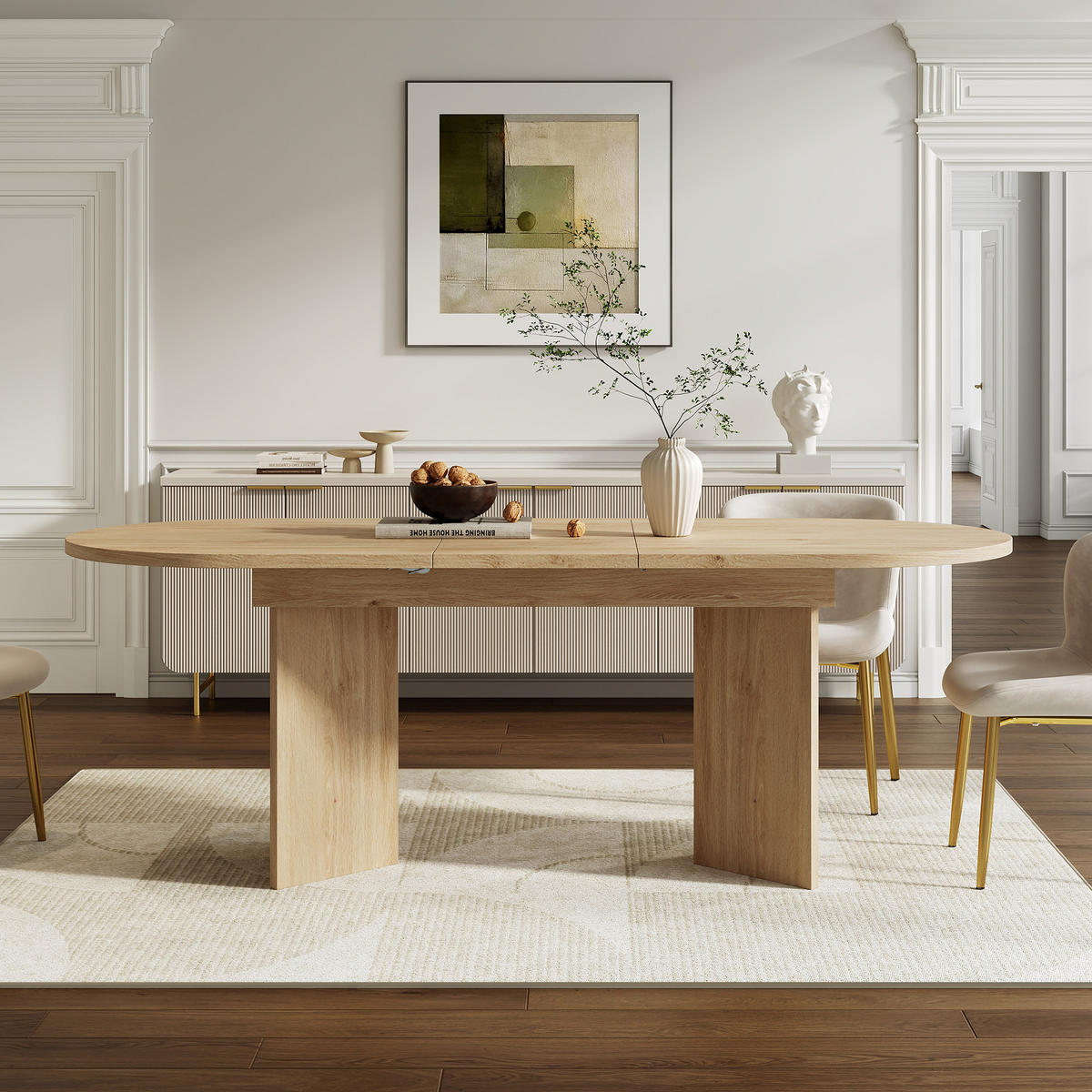 ESSTISCH Ausziehbarer 120/80/75 cm eichefarben aus MDF mit Klappauszug - Eichefarben, Holzwerkstoff (160/80/75cm) - OKWISH