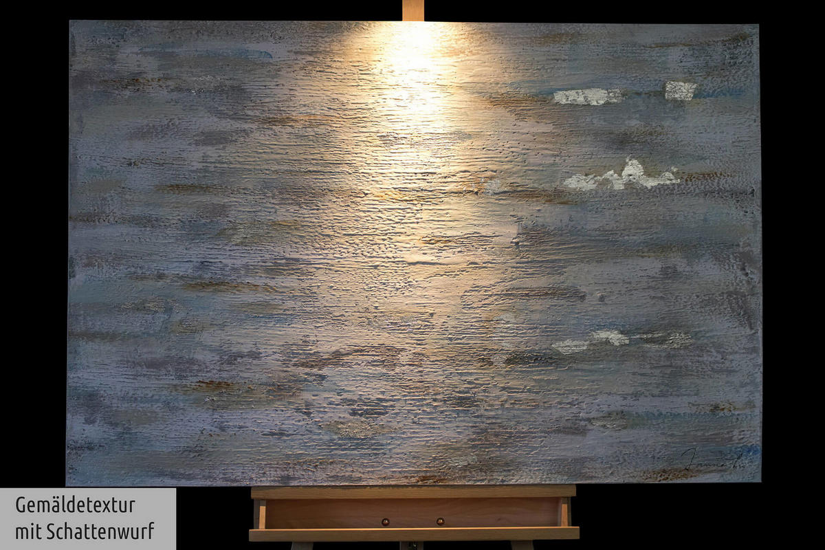 ACRYLBILD HANDGEMALT 120/80 cm - Silberfarben/Grau, Holz/Textil (2/80cm) - KUNSTLOFT