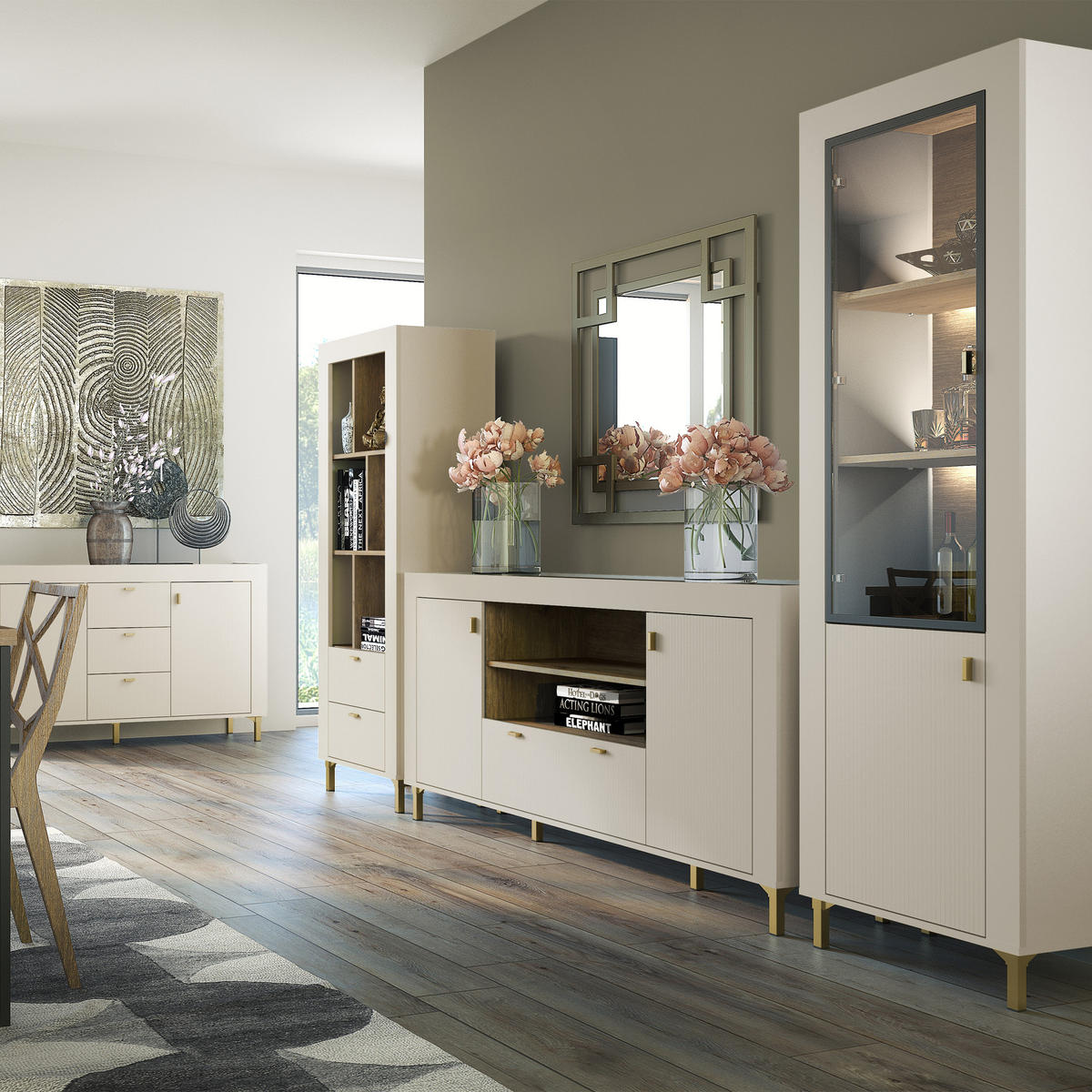 NACHTTISCH Monta mit 1 Tür , Kaschmir - Kaschmir, Holzwerkstoff (48/47/36cm) - Beautysofa