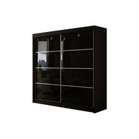 SCHIEBETÜRENSCHRANK TIPI III - Schwarz, Holzwerkstoff (200/215/61cm) - Meblini