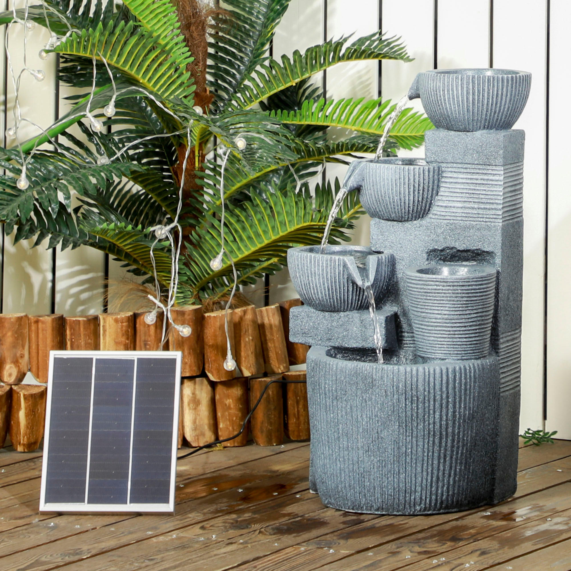 GARTENBRUNNEN, Kunstharz, Dunkelgrau - Dunkelgrau, Kunststoff (31/27/57cm) - Outsunny