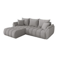 ROHOVÁ SEDAČKA s funkcí spaní, otoman vlevo TOKO-L-v1 277x194x86 světle šedá bouclé - černá/stříbrná, kompozitní dřevo/textil (277/194cm) - ALTDECOR