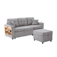 SCHLAFSOFA Cord Hellgrau mit Schlaffunktion, Stauraum, LED und USB-C - Hellgrau, Holzwerkstoff/Textil (196/85/144cm) - WISHDOR