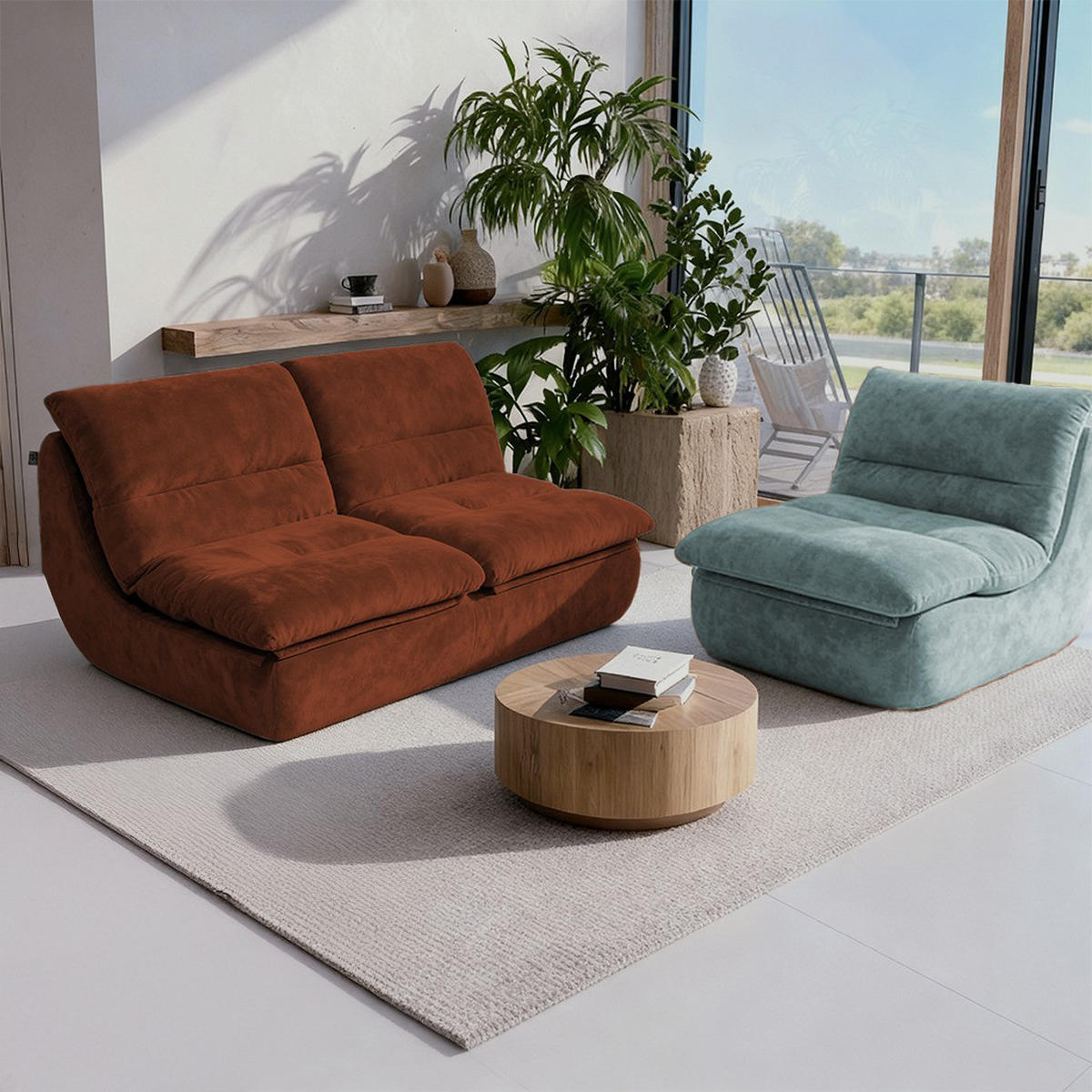 SITZGARNITUR Nuvia Sofa und Sessel Schokolade und Salbei - Salbeigrün/Dunkelbraun, Textil (160/73/100cm) - COCO Living