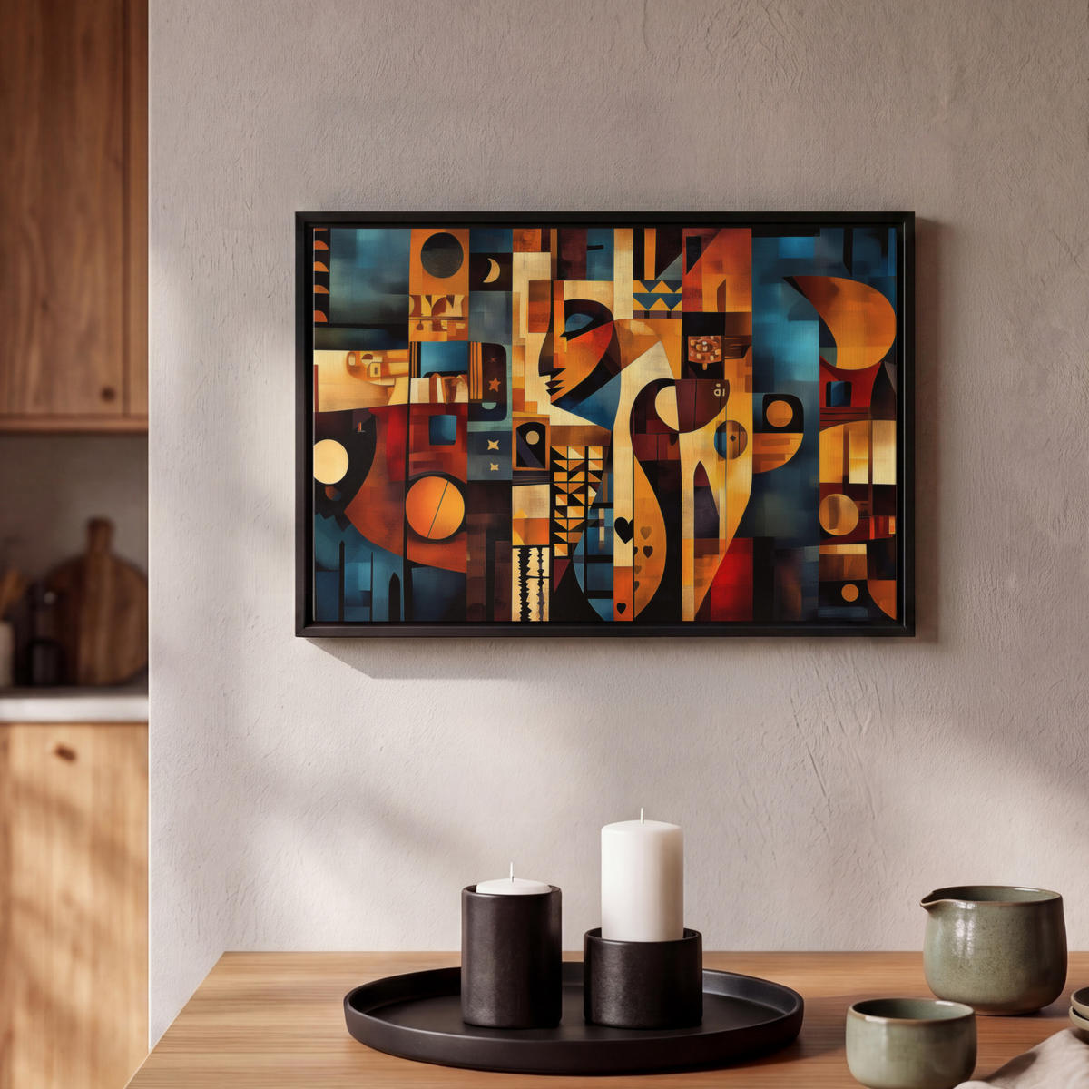 LEINWAND Bilder mit Rahmen - Figuren - Abstrakt - Symbole - 30x20 - Terracotta, Textil (30/20cm) - MuchoWow