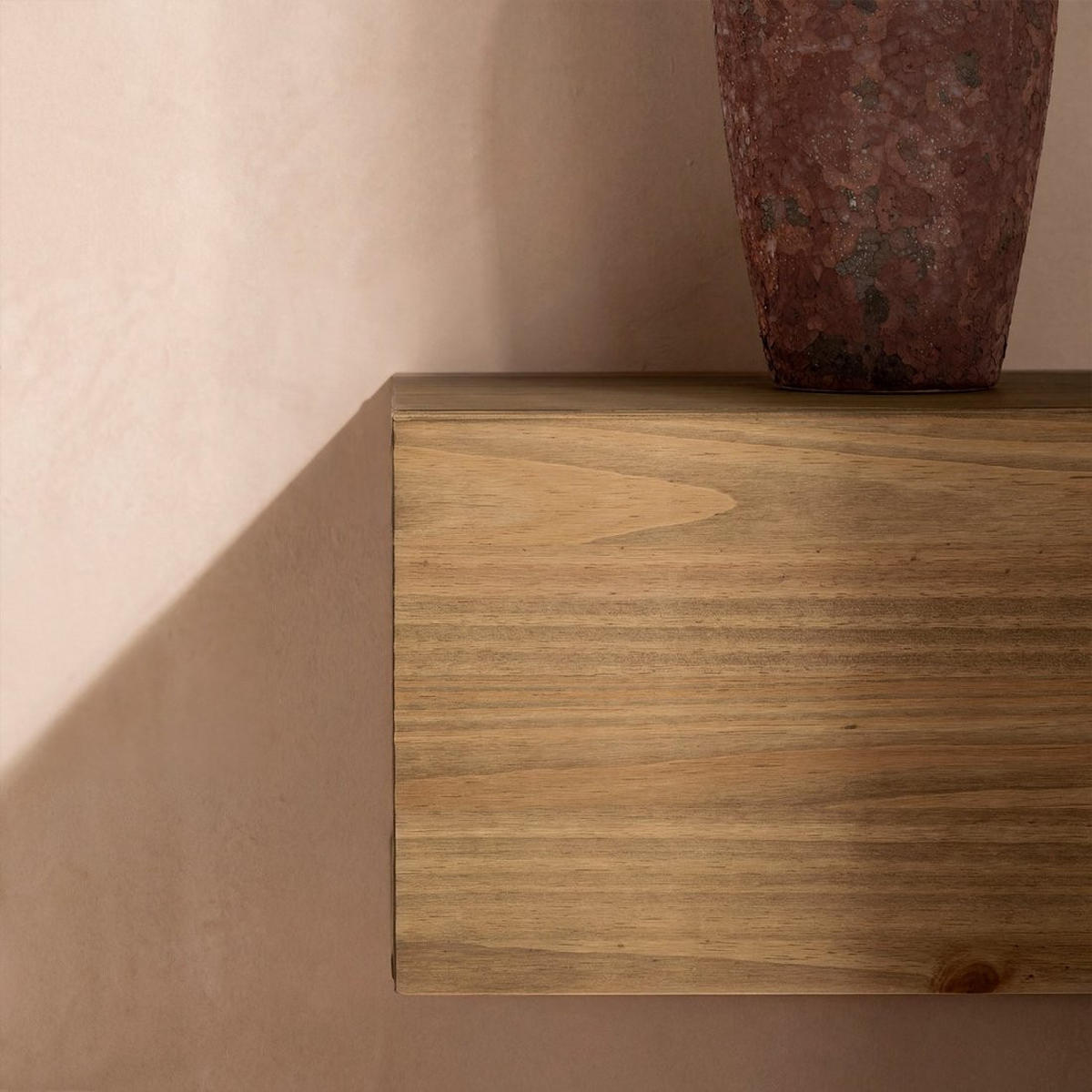 SCHWEBENDER NACHTTISCH Kari Natürlich 45 cm x 25 cm 2er-Set - Naturfarben, Holz (45/25/30cm) - Klast Home