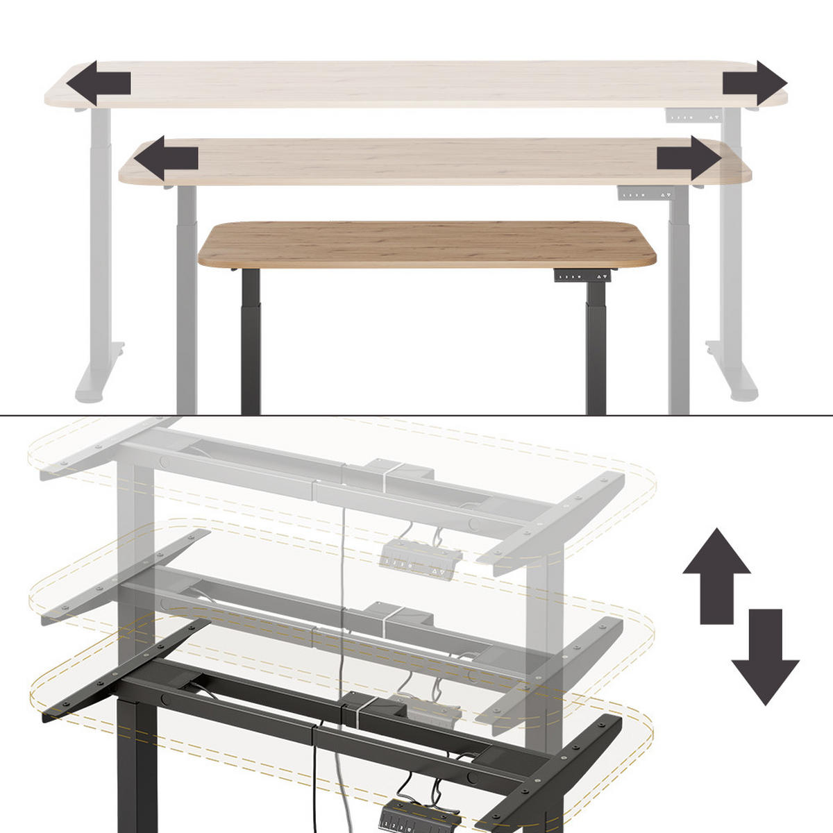 PSACÍ STŮL Elevate Černá/Řemeslná - černá, kompozitní dřevo (60/120/120cm) - Vicco