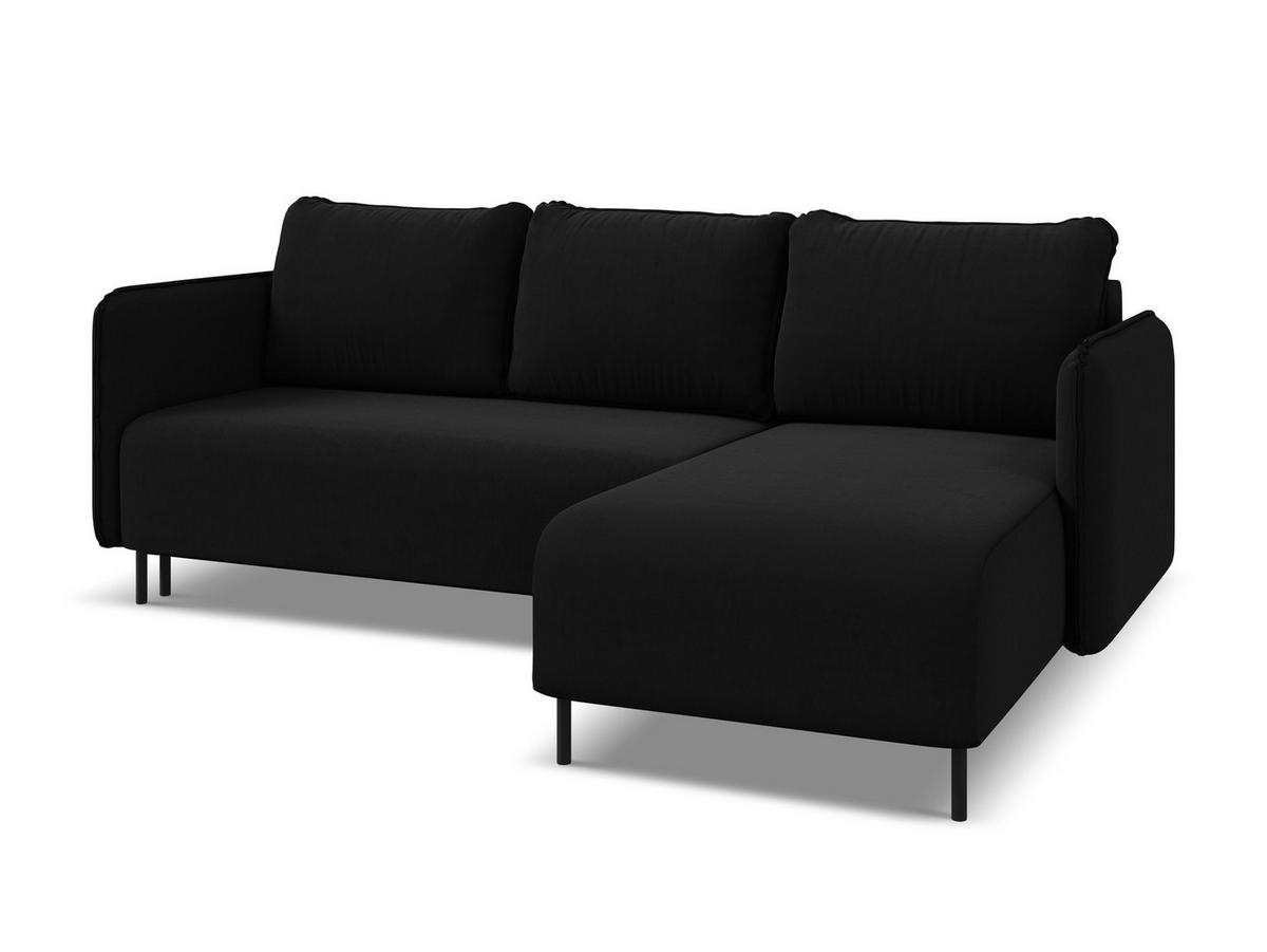 ECKSOFA mit Schlaffunktion Samt Stoff Schwarz - Schwarz, Holz/Textil (236/162cm) - Makamii