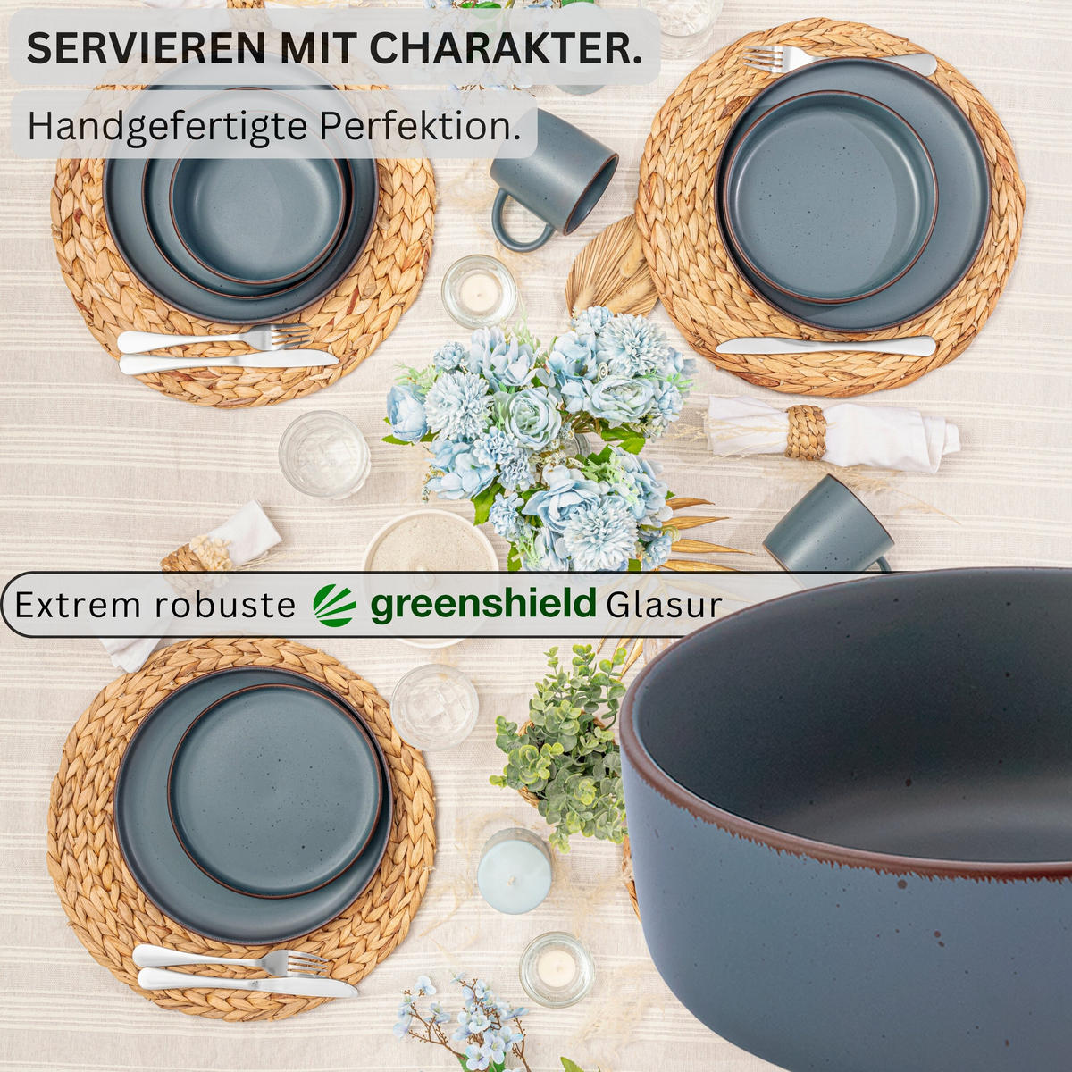 SCHALEN BOMBAY GRAPHIT - 4 teilig aus Steingut - Grau, Stein (16.5/16.5/6.5cm) - Sänger