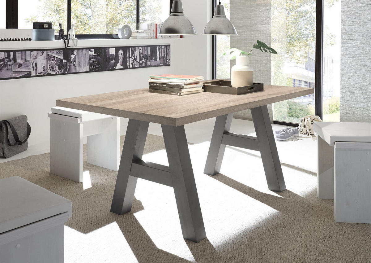 ESSZIMMERTISCH Elia 4 180 x 90 x 75 Esstisch Graphit/Eiche Sägerau - Sonoma Eiche, Holz (180/90/75cm) - 58aufmkessel