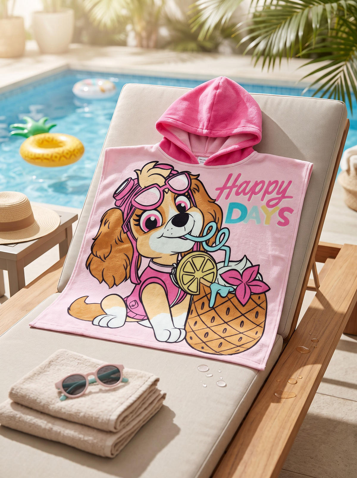 BADEPONCHO Paw Patrol Happy Days Rosa 50 x 100 cm - Rosa, Textil (Einheitsgrößenull) - Paw Patrol