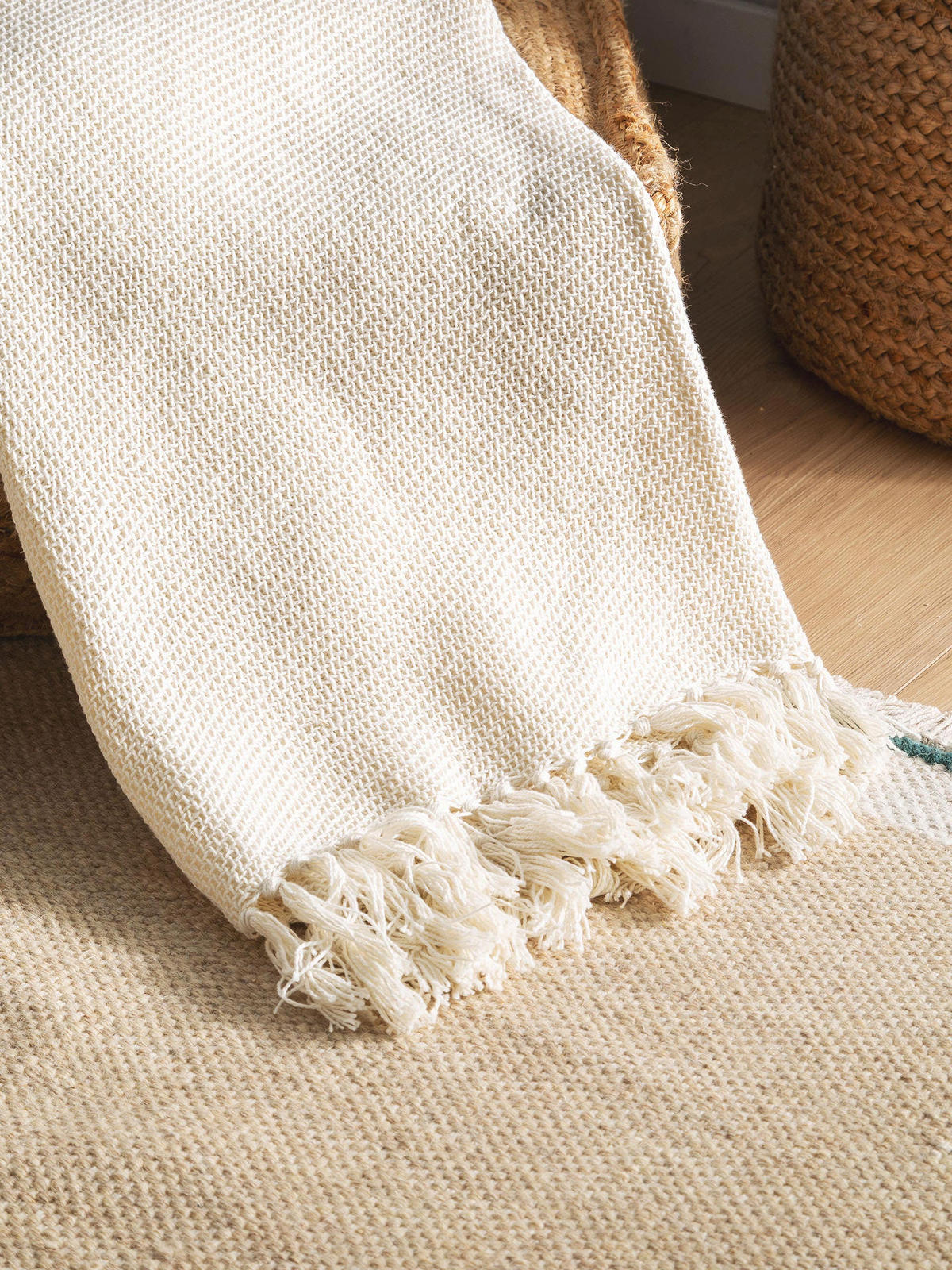 BAUMWOLLDECKE Ezra Ivory 125x150 cm - Creme, Textil (125/150cm) - benuta Nest