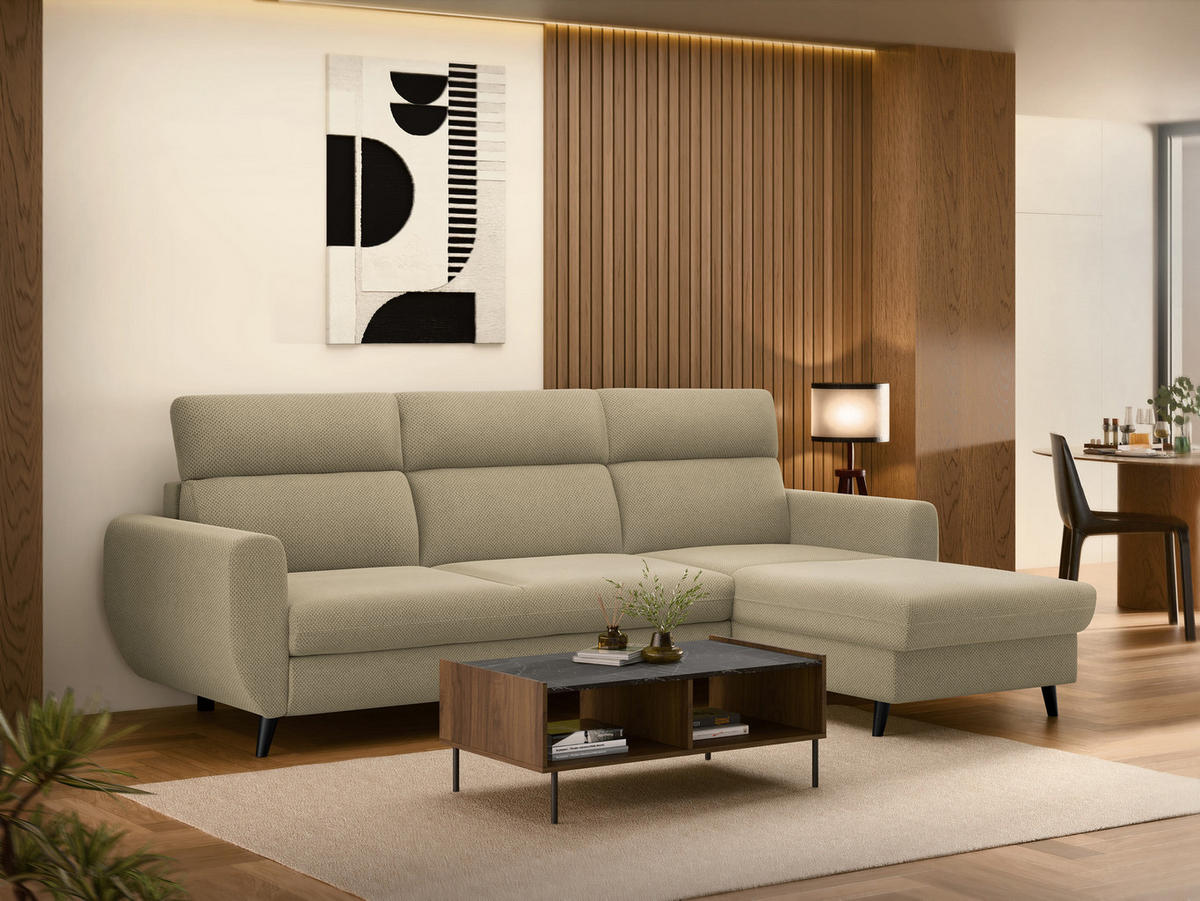 ECKSOFA Torro Mini, Seite: Rechts - Beige, Holz/Textil (258/168cm) - MIRJAN24