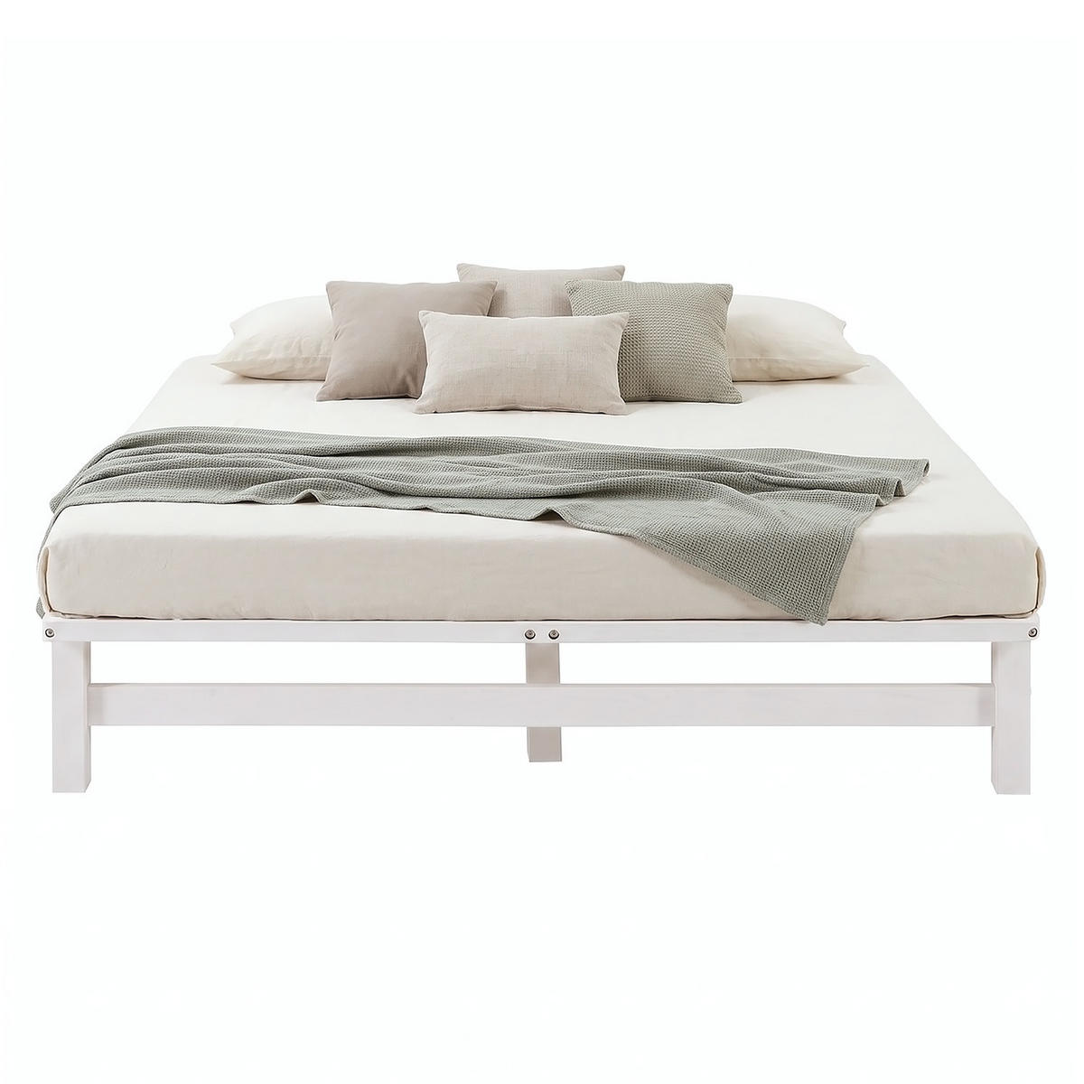 HOLZBETT mit Matratze 140/200 cm weiß - Weiß, Holz (140/200cm) - Homestyle4u