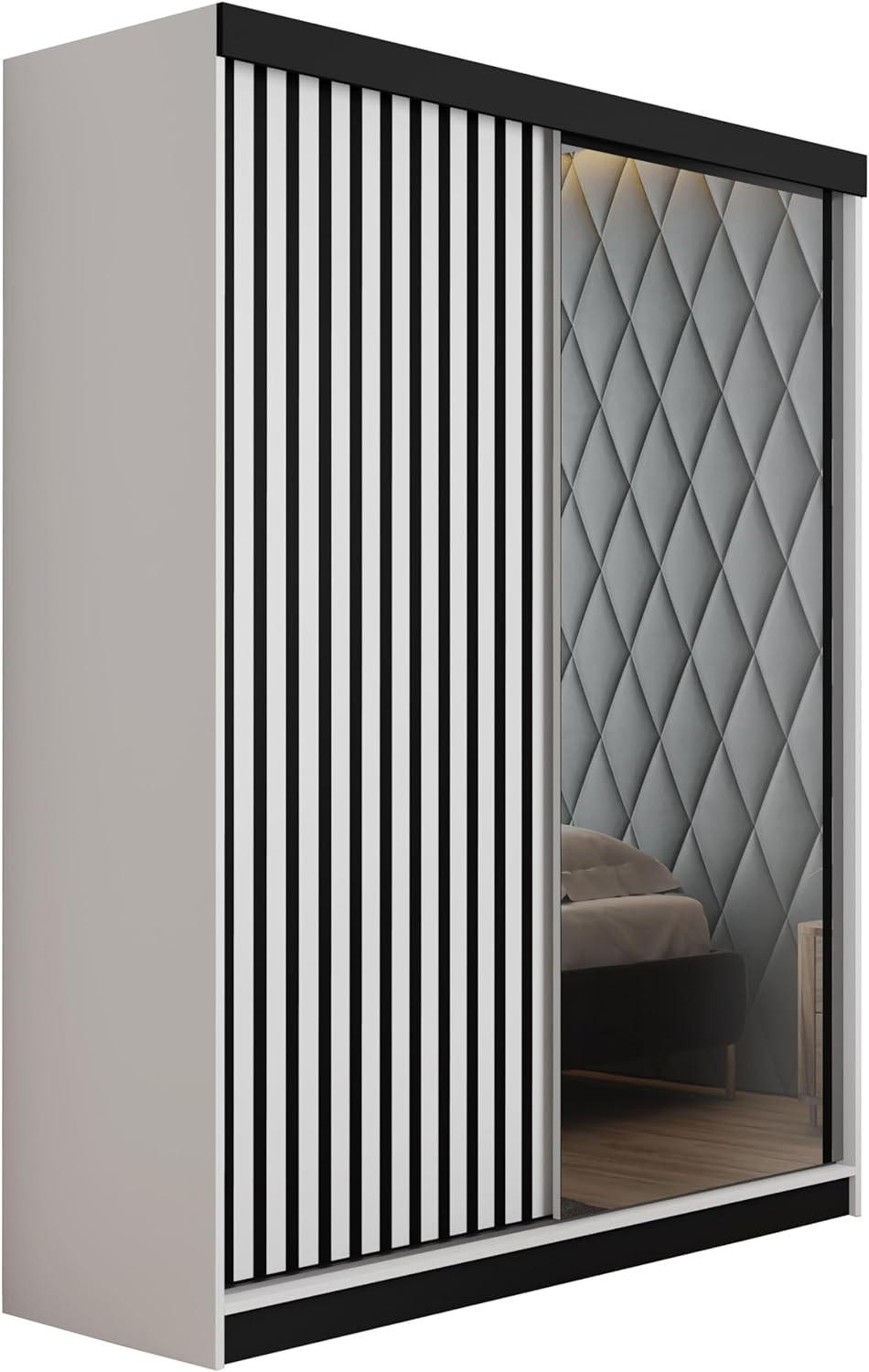 SCHIEBETÜRENSCHRANK MALANI - Weiß 138x205x59 cm - Weiß, Holzwerkstoff (138/205/59cm) - Kier Furniture