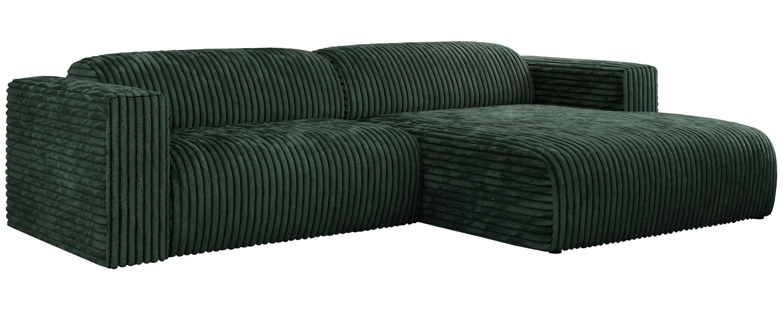 ECKSOFA PASADENA Grün Cord - Rechts Seite - Schwarz/Grün, Kunststoff/Textil (180/288cm) - MKS