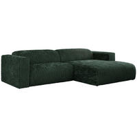 ECKSOFA PASADENA Grün Cord - Rechts Seite - Schwarz/Grün, Kunststoff/Textil (180/288cm) - MKS
