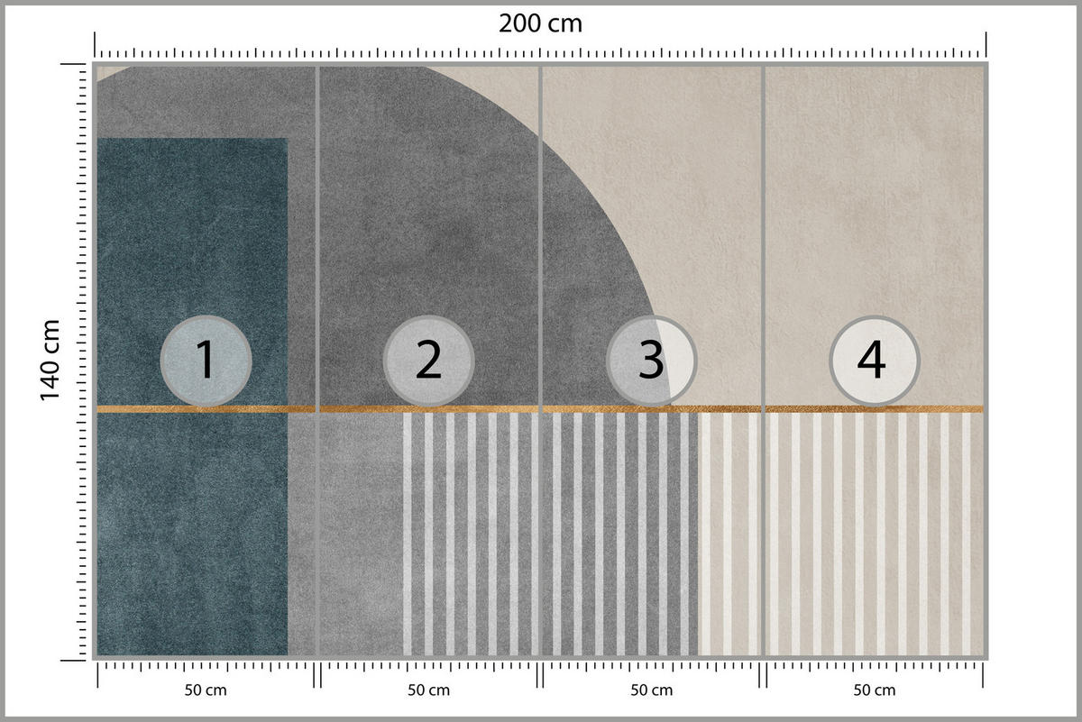 FOTOTAPETE für Wohnzimmer Formen Modernes Geometrisches Muster 200x140 - Beige/Braun, Papier (200/140cm) - Muralo
