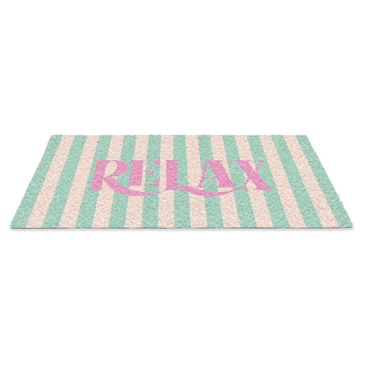 FUSSMATTE Rosa – Grün – Streifen – Entspannung 60x40 cm - Mintgrün, Kunststoff (60/0.4cm) - MuchoWow