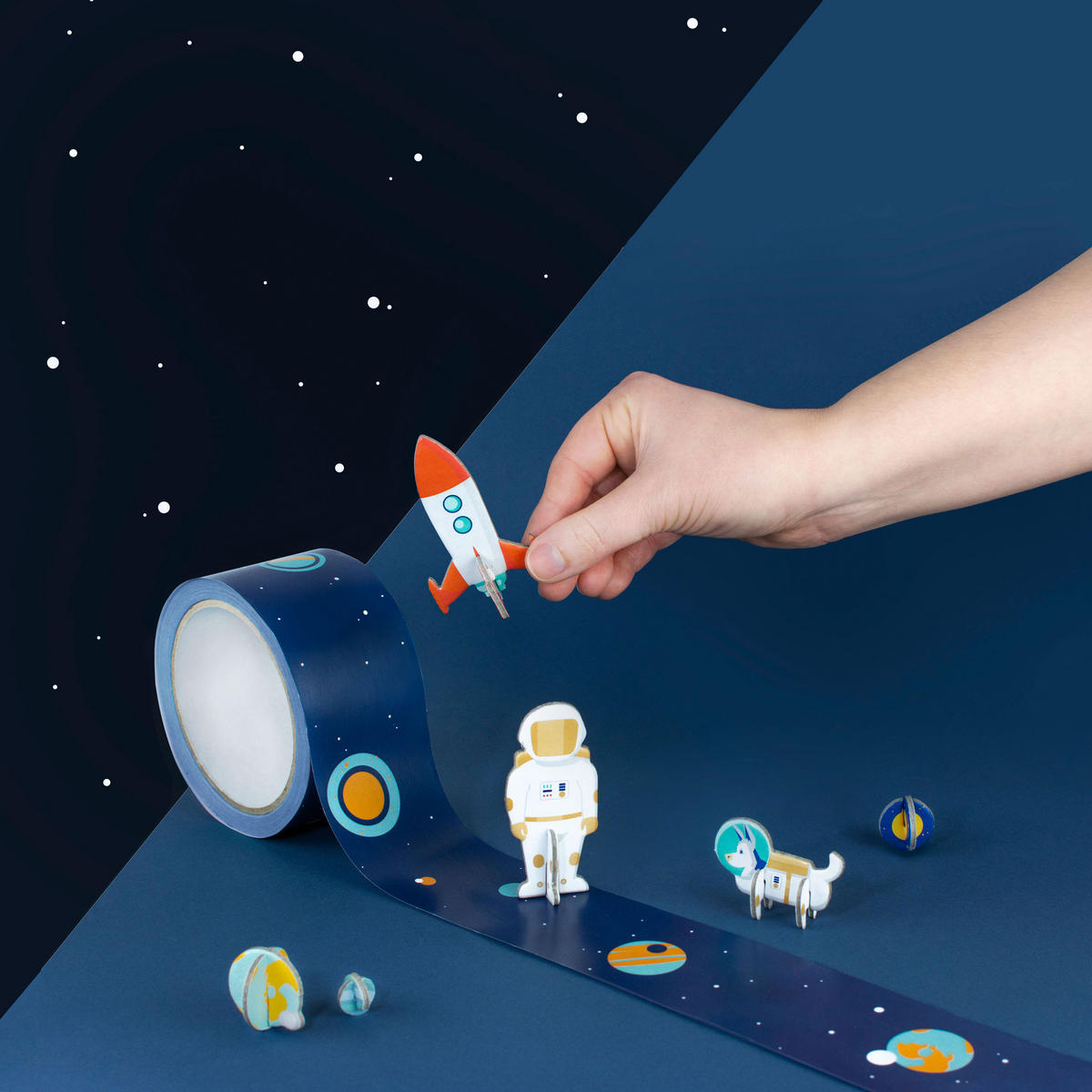 DEKO-KLEBEBAND Tape Gallery - My first Space Flight, Bastelset, Pappe, 20 m - Multicolor, Papier (200/1/5cm) - Donkey Products