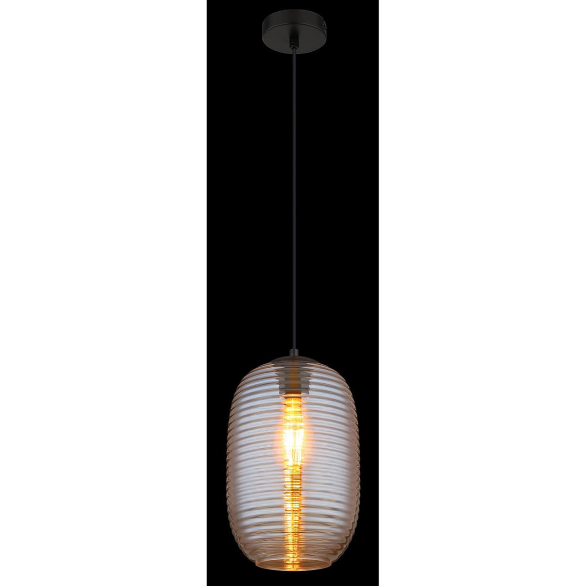 PENDELLEUCHTE Metall Schwarz Orange - Orange, Glas (20/20/120cm) - Globo Lighting