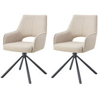 DREHSTUHL Jana creme 2er Set - Creme/Schwarz, Textil/Metall (57/91/64cm) - Xonox
