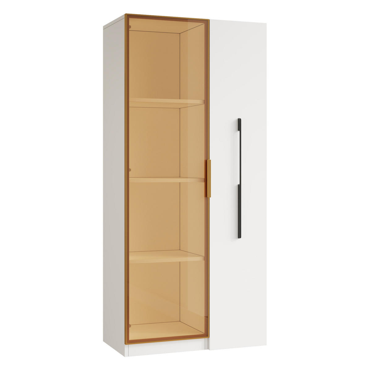 VITRINE 70/40/160 cm aus MDF mit integrierter LED-Beleuchtung Weiß - Weiß, Holzwerkstoff (70/160/40cm) - Modenvie