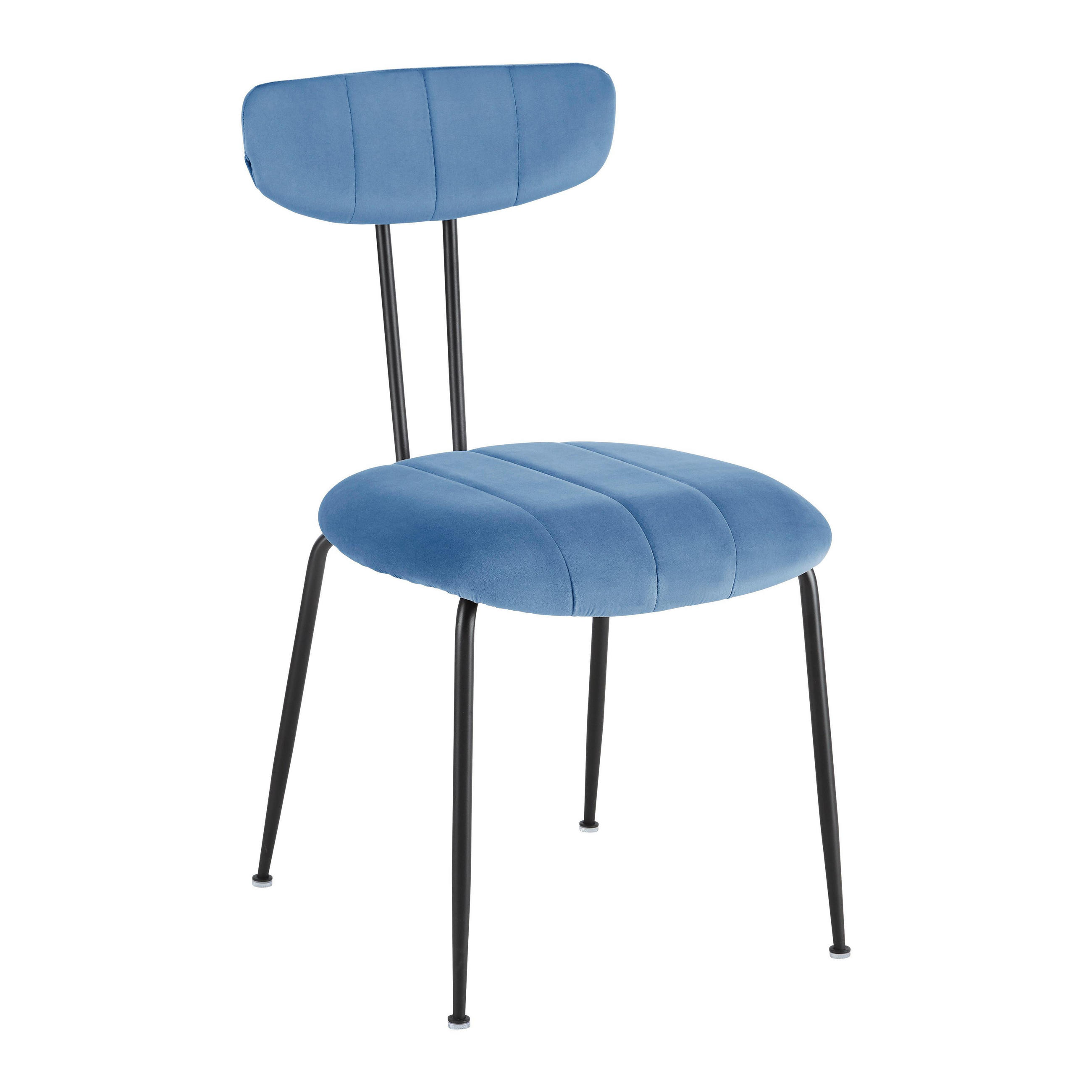 STUHL Tylor Blau Samt Gepolstert - Blau, Holz (45/85/58cm) - Bessagi Home