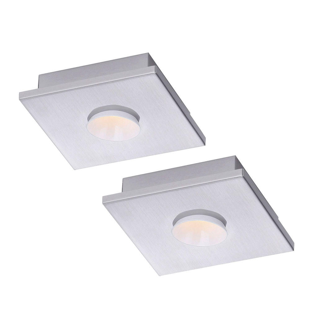 LED DECKENLEUCHTE Metall Silber 2er Set - Silberfarben, Metall (17/17/4cm)