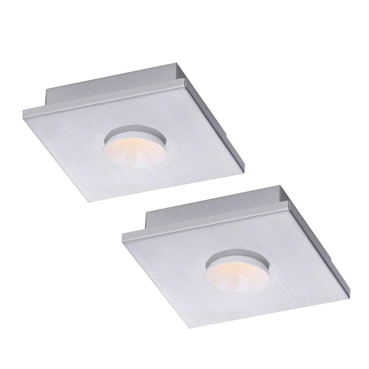 LED DECKENLEUCHTE Metall Silber 2er Set - Silberfarben, Metall (17/17/4cm)