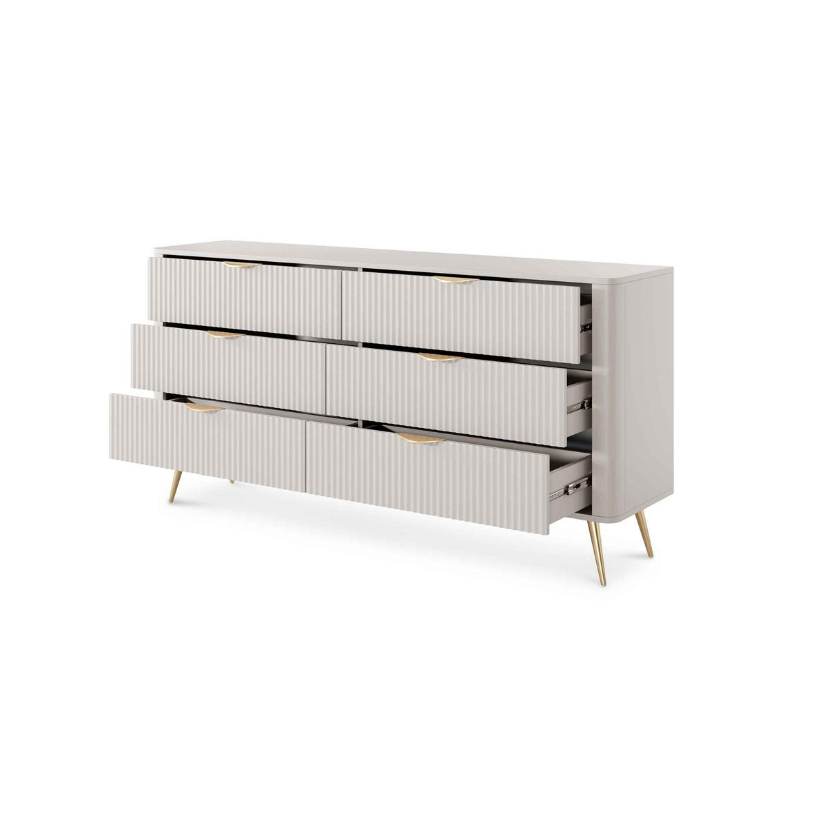 KOMMODE Laanti Beige - Hellgrau, Holzwerkstoff (163.2/81.2/38cm) - Pillovely