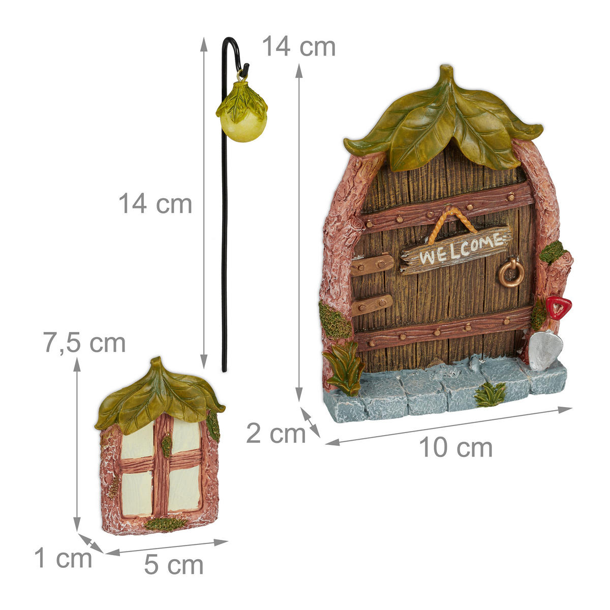 4-TLG.FEENTÜR-SET - Multicolor, Kunststoff (2/10/14cm) - Relaxdays