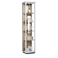 STAKLENA VITRINA 33/37/176 cm s LED rasvjetom i 4 staklene police podesive po visini - bijela/srebrne boje, staklo/drvni materijal (37/176/33cm) - K-Möbel