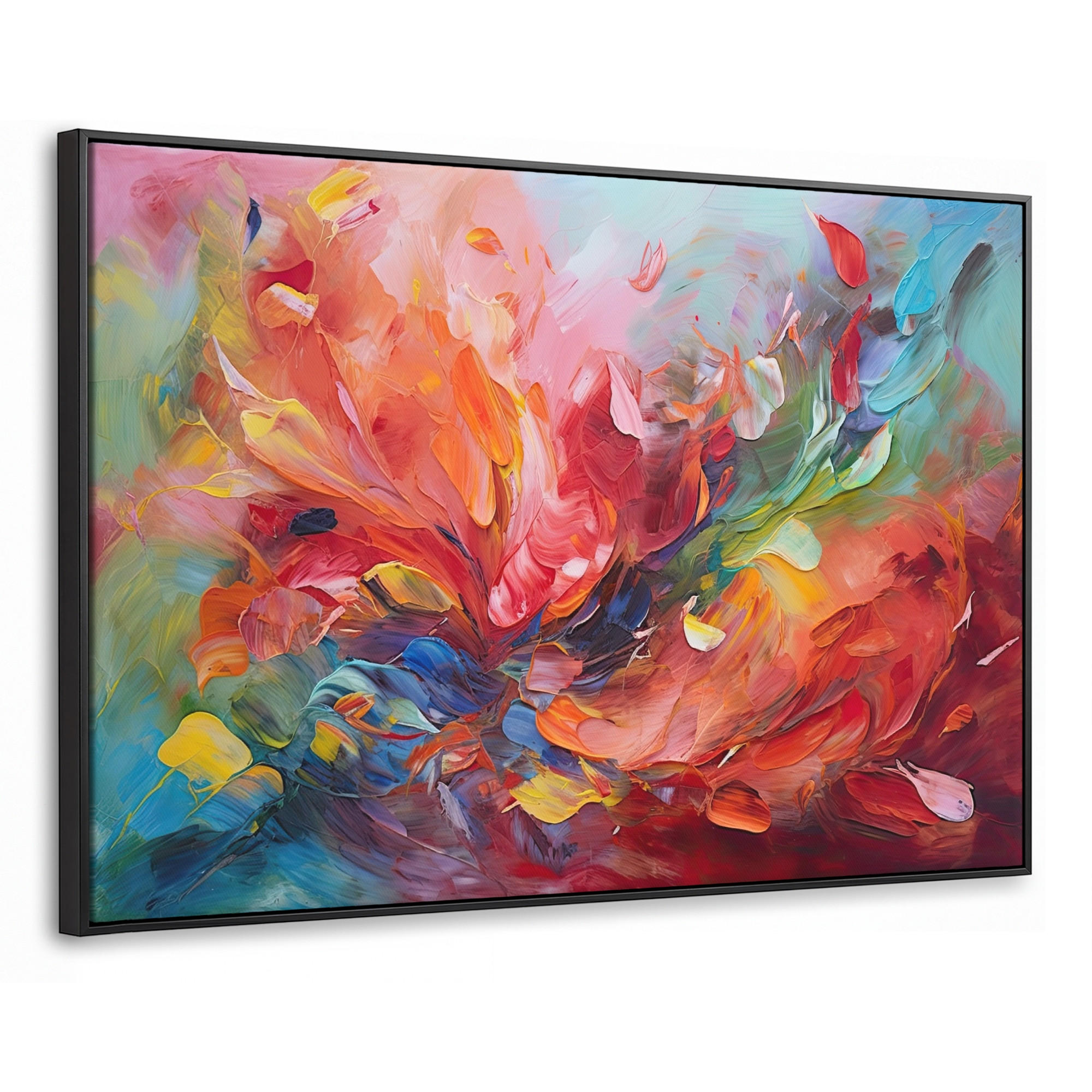 LEINWAND Bilder mit Rahmen - Ölgemälde - Kunst - Abstrakt - Farbenfroh - 150x100 - Altrosa, Textil (150/100cm) - MuchoWow