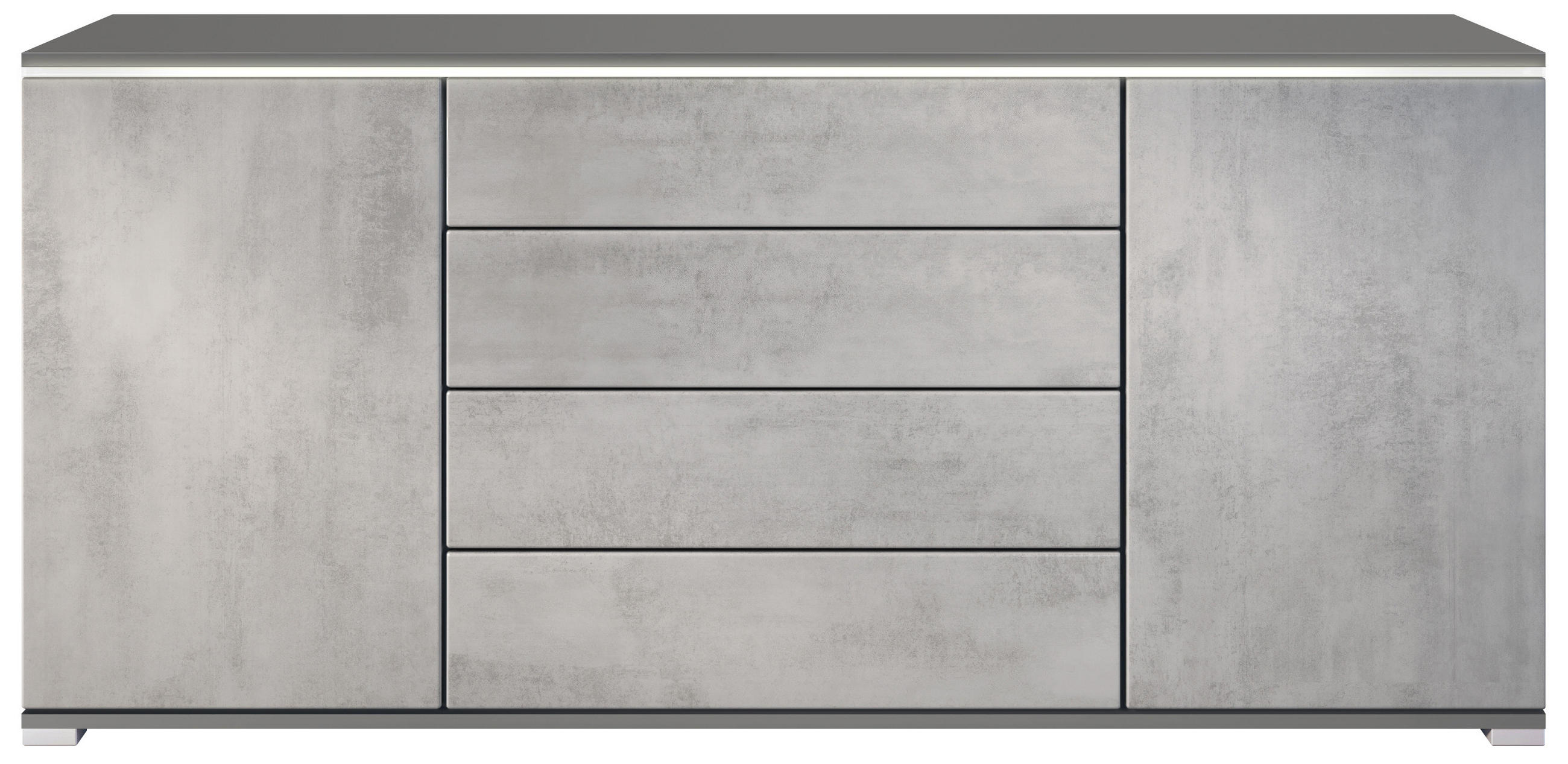 SIDEBOARD Faro Beton Oxid Optik - Hellgrau, Holzwerkstoff (166.5/75.5/35cm) - Vladon