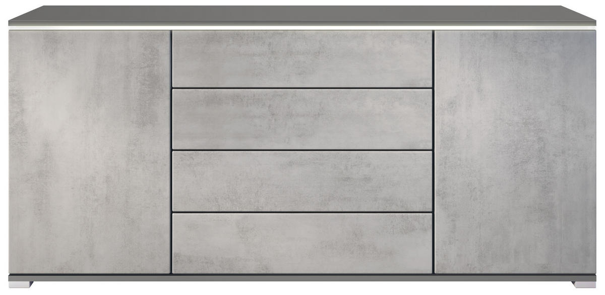 SIDEBOARD Faro Beton Oxid Optik - Hellgrau, Holzwerkstoff (166.5/75.5/35cm) - Vladon