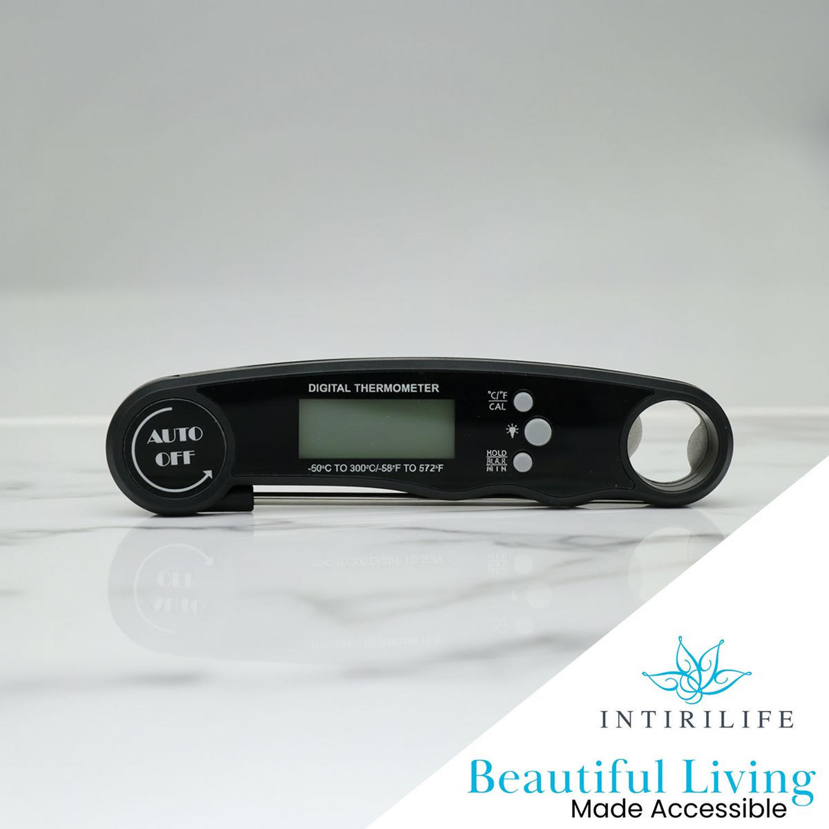 KÜCHENTHERMOMETER mit LCD-Display und Alarmfunktion - Schwarz, Kunststoff - Intirilife