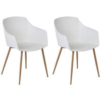 ESSZIMMERSTUHL 2er-Set Kunststoff Weiß/Heller Holzfarbton Fonda II - Grün, Kunststoff/Metall (57/83/51cm) - Beliani