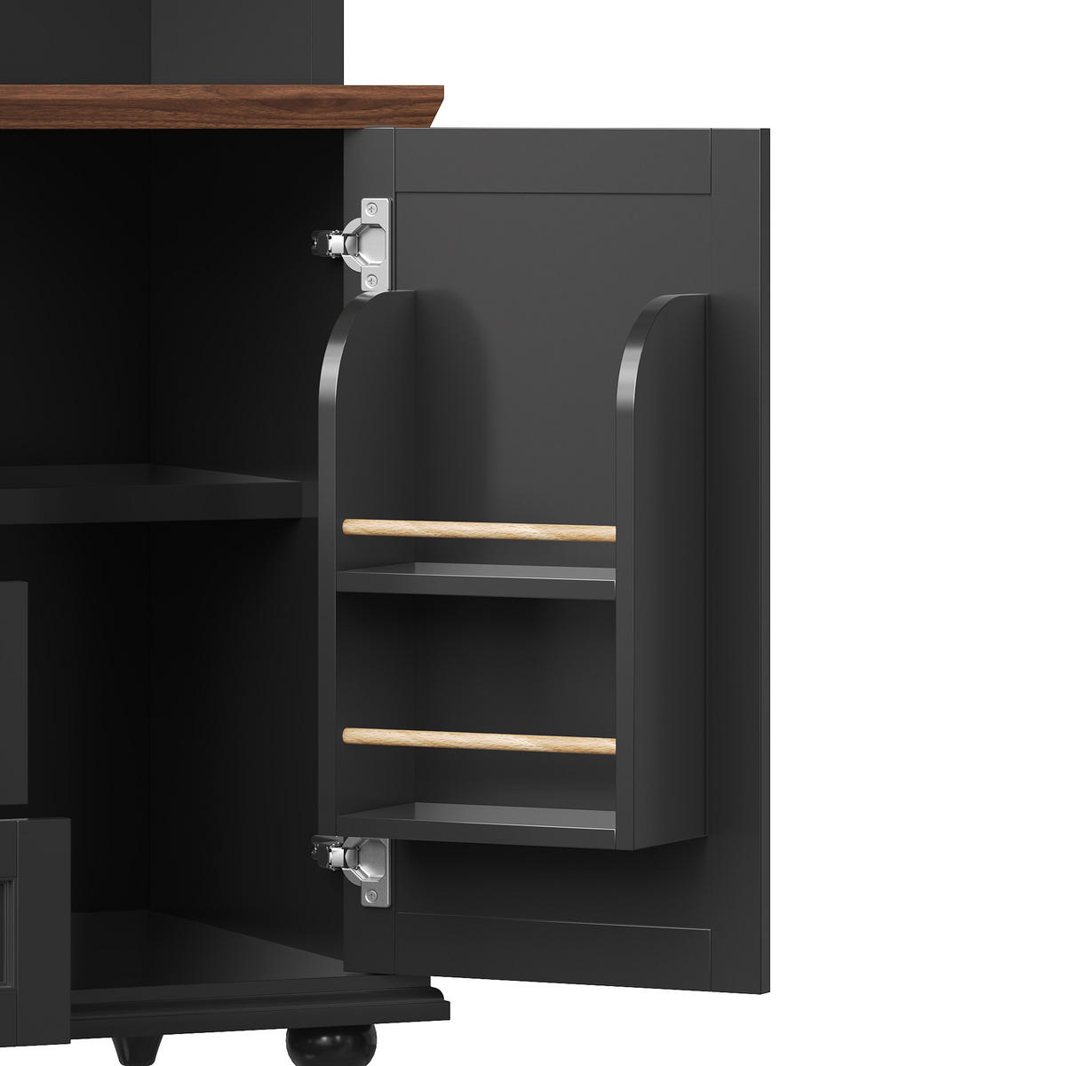 BUFFET DE-38489 140/40/179 cm mit Metall-Weinglashalter Schwarz - Schwarz, Holzwerkstoff (140/179.5/40cm) - ComfortXL