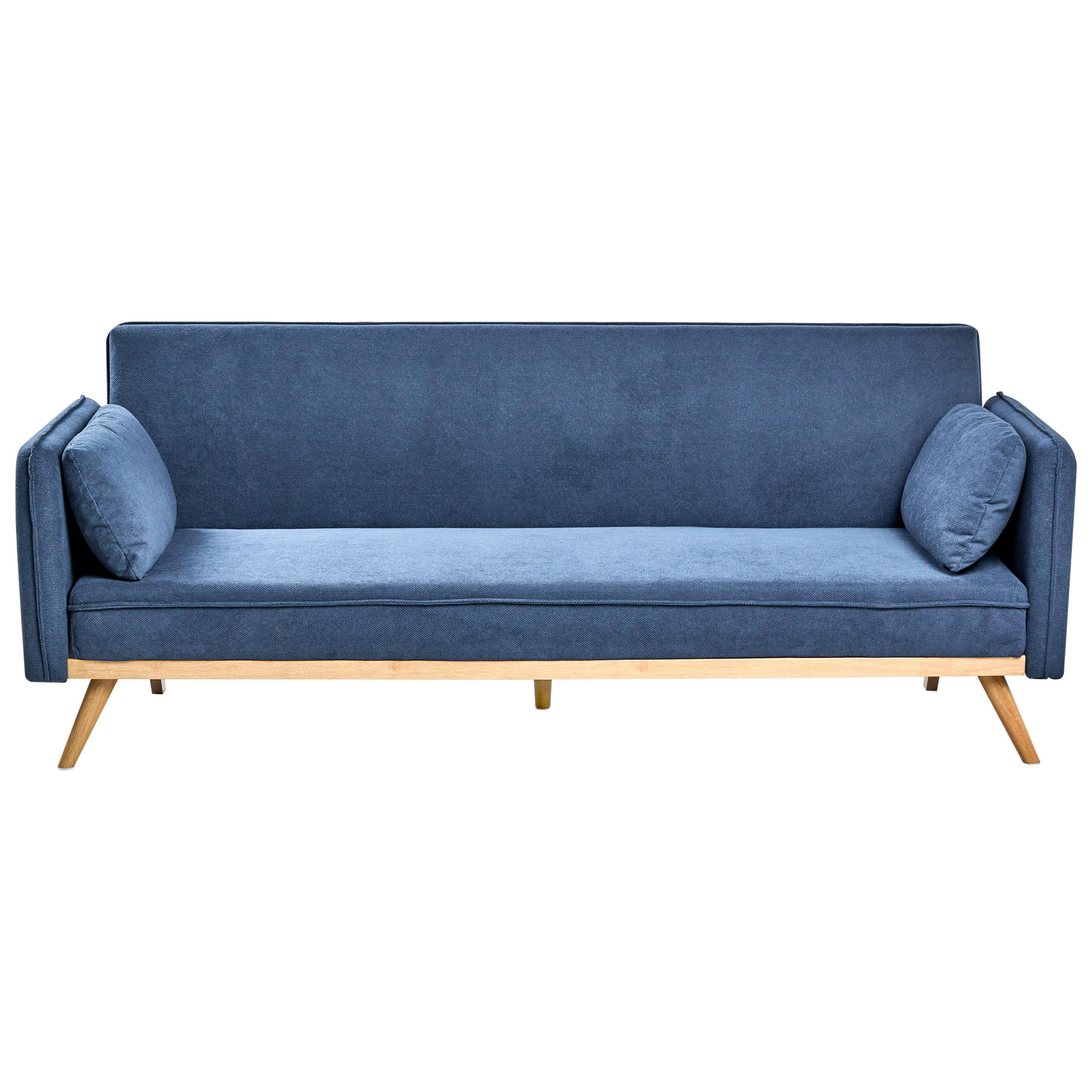 SCHLAFSOFA Stoff Blau Asaa - Blau/Braun, Textil (205/76/80cm) - Beliani