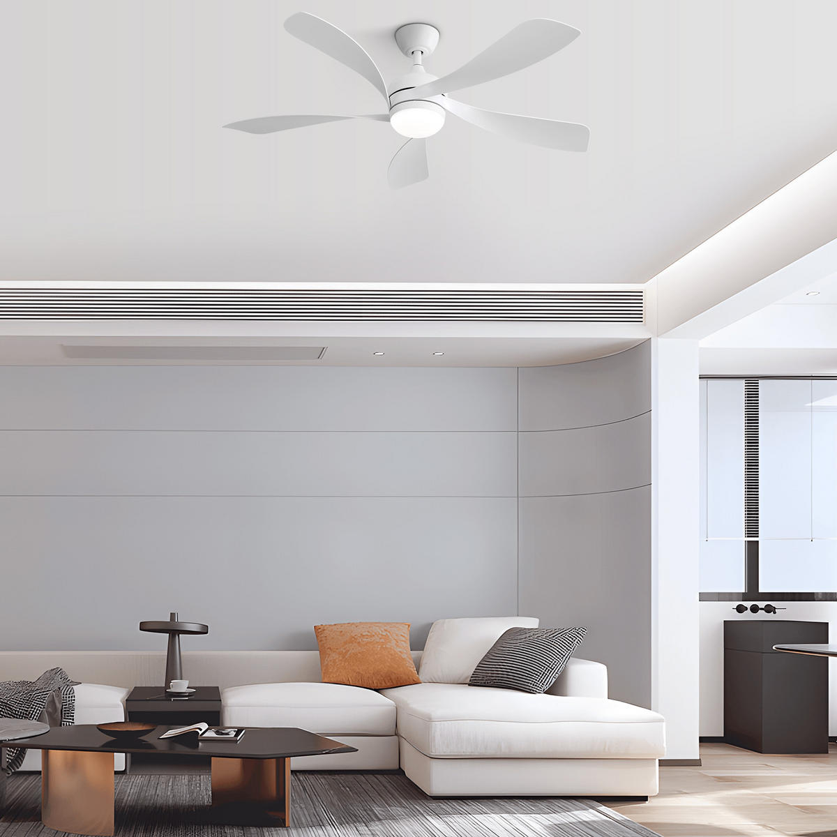 DECKENVENTILATOR DE-16270 52 Zoll mit Fernbedienung & Memory Weiß - Weiß, Kunststoff (132.08/132.08/26.8cm) - ComfortXL